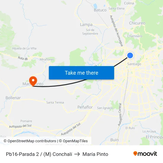 Pb16-Parada 2 / (M) Conchalí to María Pinto map