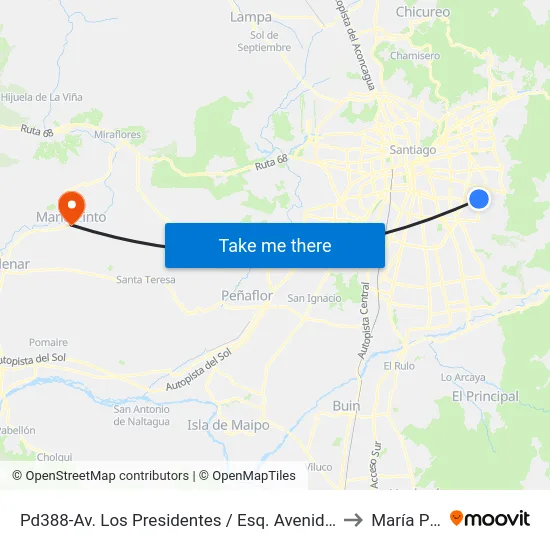 Pd388-Av. Los Presidentes / Esq. Avenida Tobalaba to María Pinto map