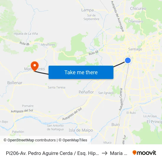 Pi206-Av. Pedro Aguirre Cerda / Esq. Hipólito Villegas to María Pinto map