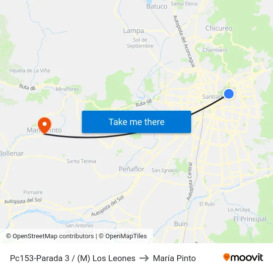 Pc153-Parada 3 / (M) Los Leones to María Pinto map