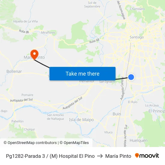 Pg1282-Parada 3 / (M) Hospital El Pino to María Pinto map