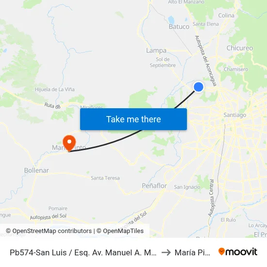 Pb574-San Luis / Esq. Av. Manuel A. Matta to María Pinto map