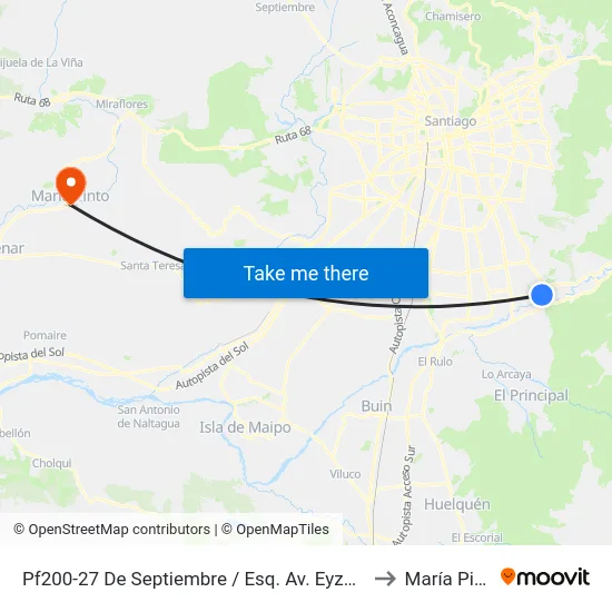 Pf200-27 De Septiembre / Esq. Av. Eyzaguirre to María Pinto map