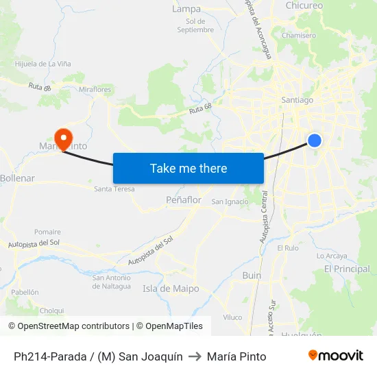 Ph214-Parada / (M) San Joaquín to María Pinto map
