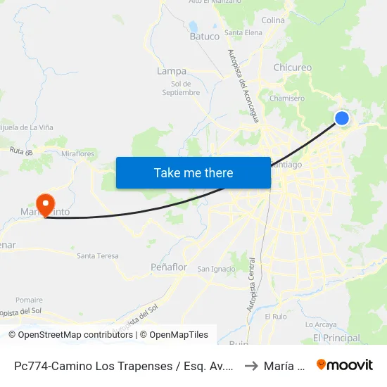 Pc774-Camino Los Trapenses / Esq. Av.Alcalde Délano to María Pinto map