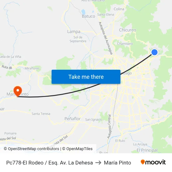 Pc778-El Rodeo / Esq. Av. La Dehesa to María Pinto map