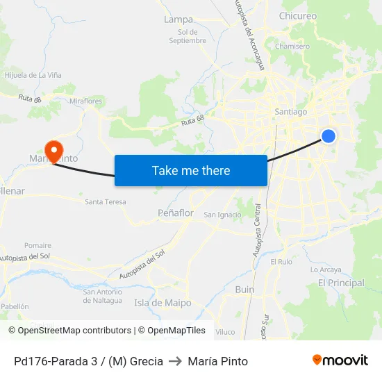 Pd176-Parada 3 / (M) Grecia to María Pinto map