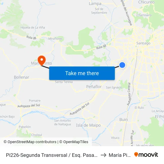 Pi226-Segunda Transversal / Esq. Pasaje Oslo to María Pinto map