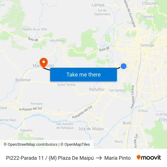 Pi222-Parada 11 / (M) Plaza De Maipú to María Pinto map