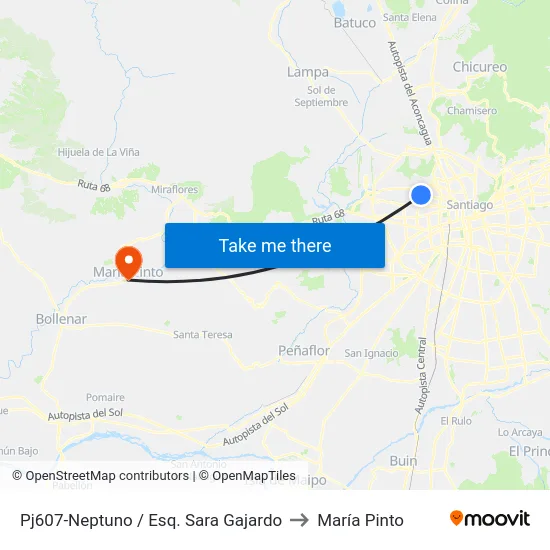 Pj607-Neptuno / Esq. Sara Gajardo to María Pinto map