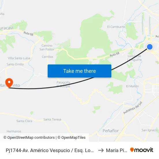 Pj1744-Av. Américo Vespucio / Esq. Los Cactus to María Pinto map