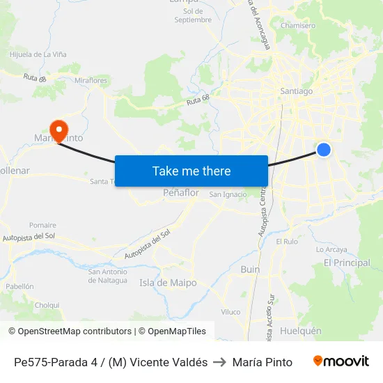 Pe575-Parada 4 / (M) Vicente Valdés to María Pinto map