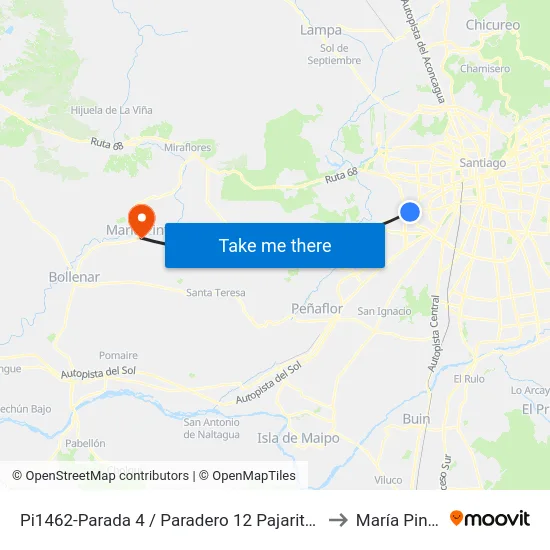 Pi1462-Parada 4 / Paradero 12 Pajaritos to María Pinto map
