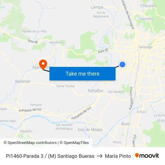 Pi1460-Parada 3 / (M) Santiago Bueras to María Pinto map