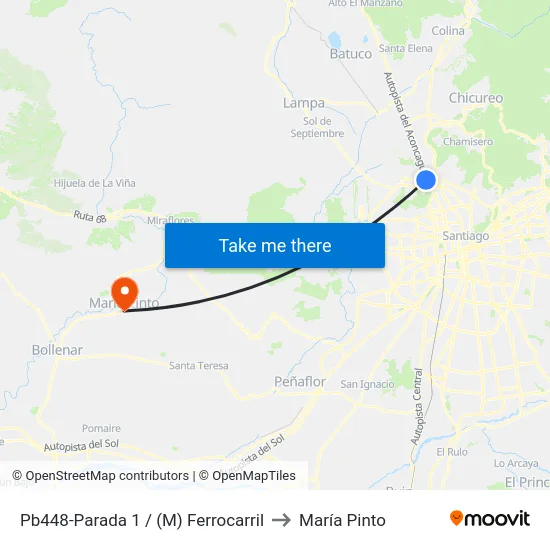 Pb448-Parada 1 / (M) Ferrocarril to María Pinto map