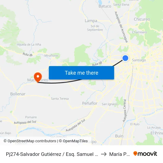 Pj274-Salvador Gutiérrez / Esq. Samuel Izquierdo to María Pinto map