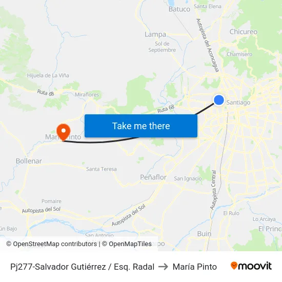 Pj277-Salvador Gutiérrez / Esq. Radal to María Pinto map