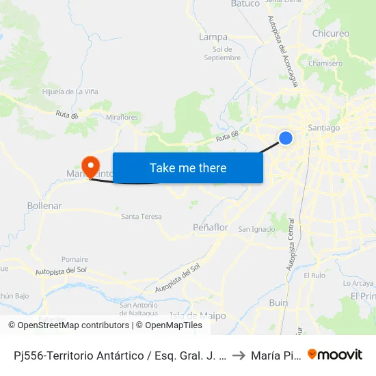 Pj556-Territorio Antártico / Esq. Gral. J. Buendía to María Pinto map