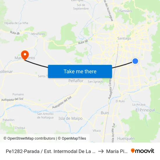 Pe1282-Parada / Est. Intermodal De La Florida to María Pinto map