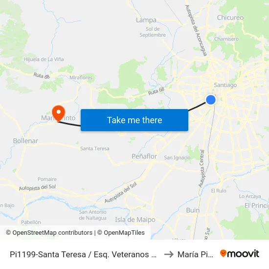 Pi1199-Santa Teresa / Esq. Veteranos Del 79 to María Pinto map