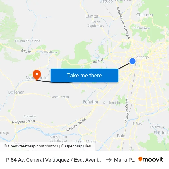 Pi84-Av. General Velásquez / Esq. Avenida Portales to María Pinto map