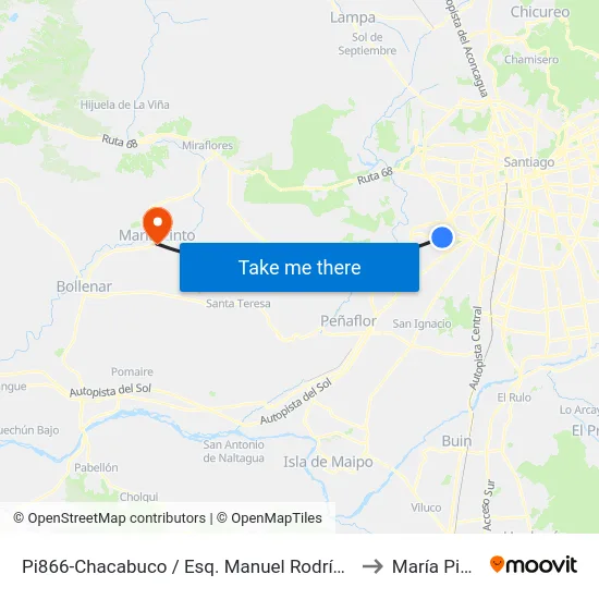 Pi866-Chacabuco / Esq. Manuel Rodríguez to María Pinto map