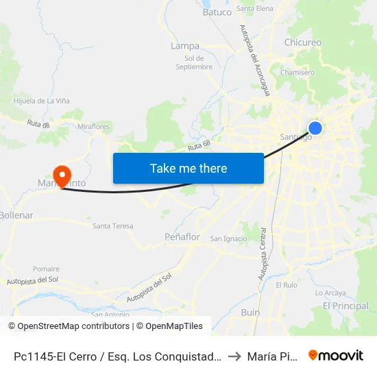 Pc1145-El Cerro / Esq. Los Conquistadores to María Pinto map