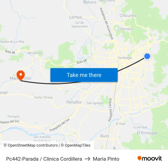 Pc442-Parada / Clínica Cordillera to María Pinto map