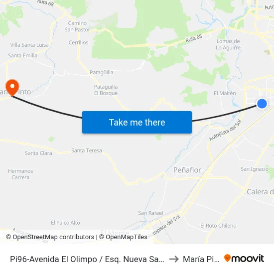 Pi96-Avenida El Olimpo / Esq. Nueva San Martín to María Pinto map