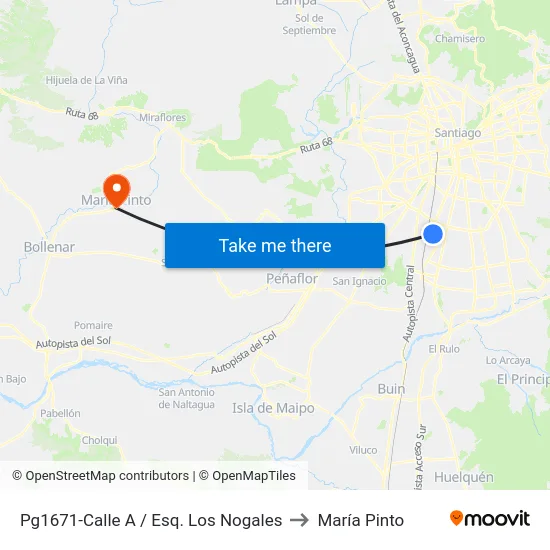 Pg1671-Calle A / Esq. Los Nogales to María Pinto map