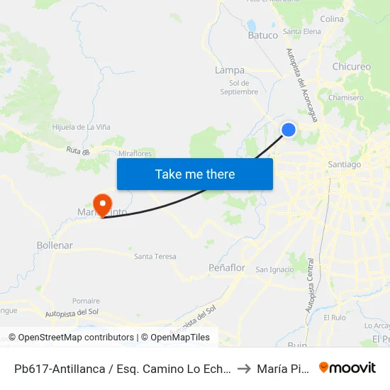 Pb617-Antillanca / Esq. Camino Lo Echevers to María Pinto map