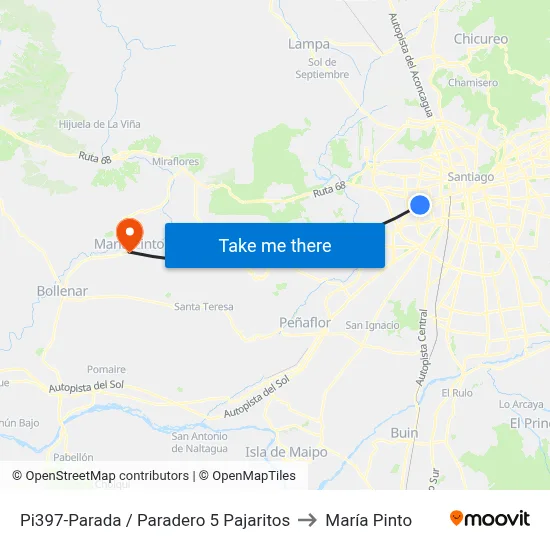 Pi397-Parada / Paradero 5 Pajaritos to María Pinto map
