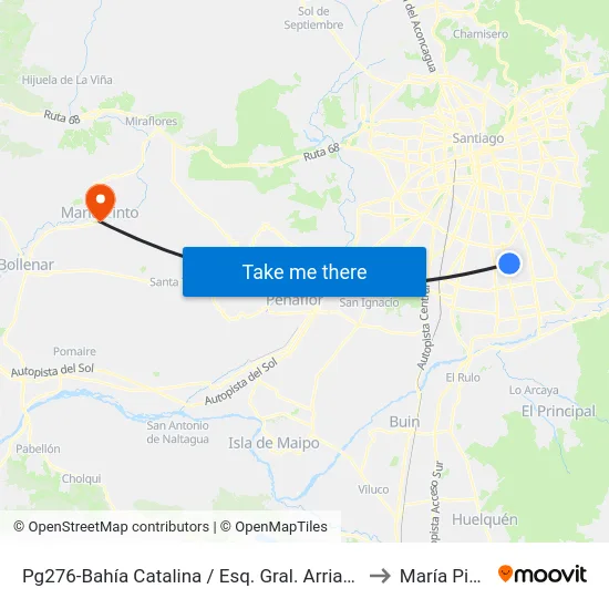 Pg276-Bahía Catalina / Esq. Gral. Arriagada to María Pinto map