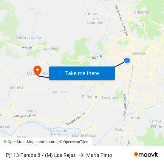 Pj113-Parada 8 / (M) Las Rejas to María Pinto map