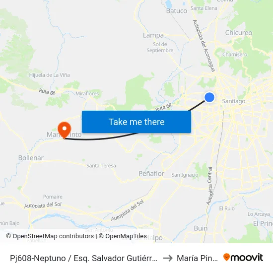 Pj608-Neptuno / Esq. Salvador Gutiérrez to María Pinto map
