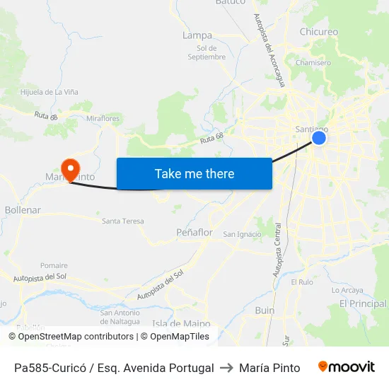 Pa585-Curicó / Esq. Avenida Portugal to María Pinto map