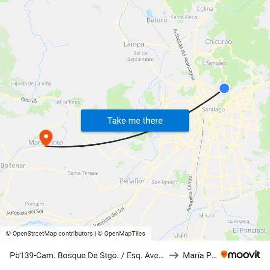 Pb139-Cam. Bosque De Stgo. / Esq. Avenida El Salto to María Pinto map