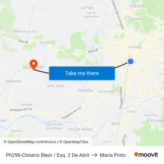 Ph296-Clotario Blest / Esq. 2 De Abril to María Pinto map