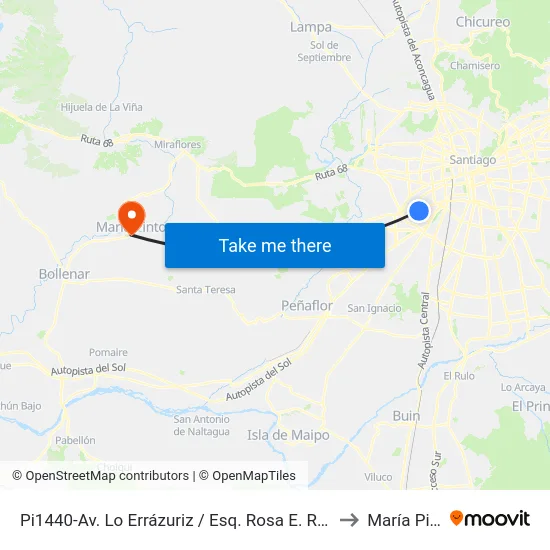 Pi1440-Av. Lo Errázuriz / Esq. Rosa E. Rodríguez to María Pinto map
