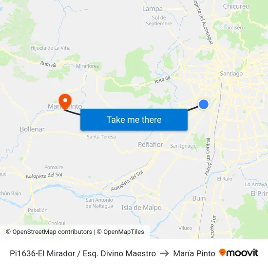 Pi1636-El Mirador / Esq. Divino Maestro to María Pinto map