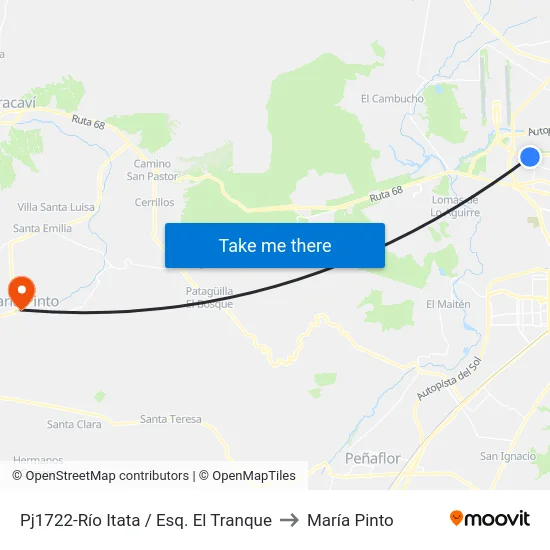 Pj1722-Río Itata / Esq. El Tranque to María Pinto map