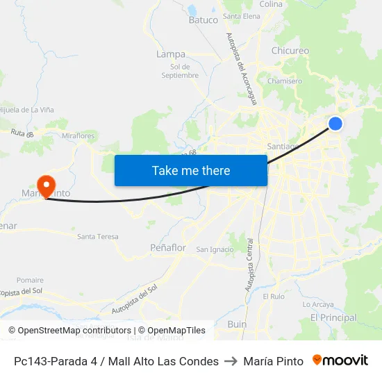 Pc143-Parada 4 / Mall Alto Las Condes to María Pinto map