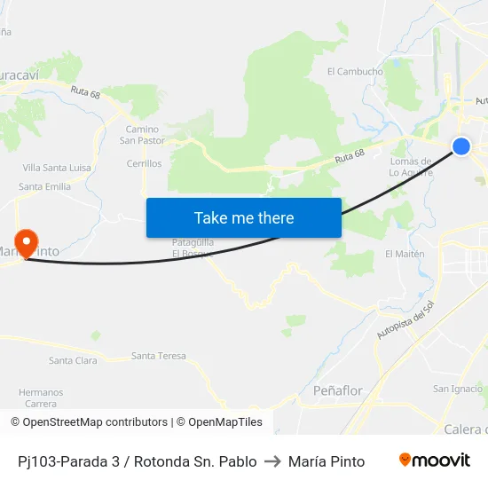 Pj103-Parada 3 / Rotonda Sn. Pablo to María Pinto map