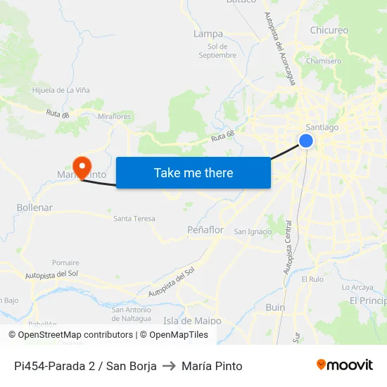 Pi454-Parada 2 / San Borja to María Pinto map