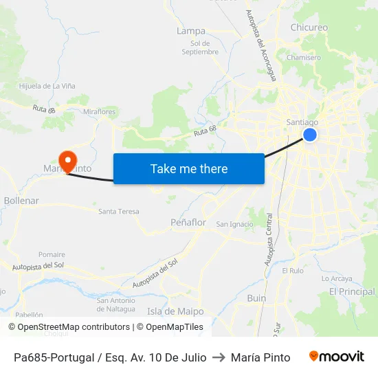 Pa685-Portugal / Esq. Av. 10 De Julio to María Pinto map