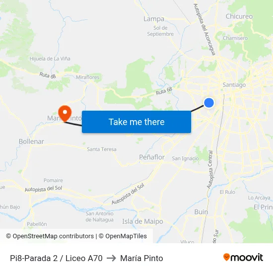Pi8-Parada 2 / Liceo A70 to María Pinto map