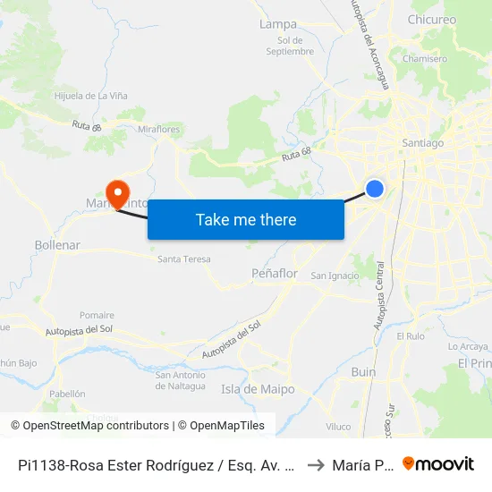 Pi1138-Rosa Ester Rodríguez / Esq. Av. Lo Errázuriz to María Pinto map