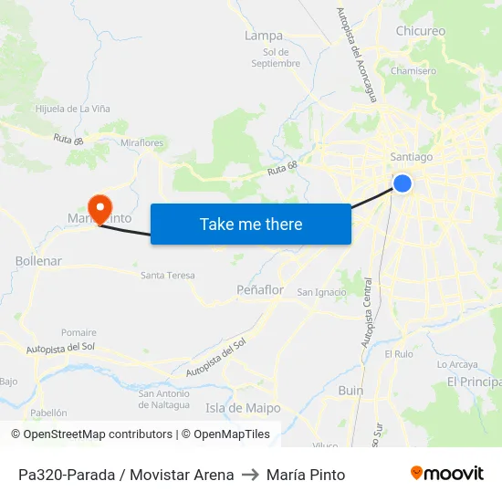 Pa320-Parada / Movistar Arena to María Pinto map