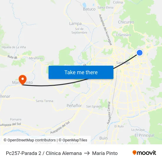Pc257-Parada 2 / Clínica Alemana to María Pinto map