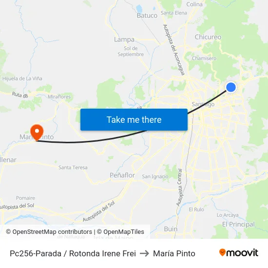 Pc256-Parada / Rotonda Irene Frei to María Pinto map
